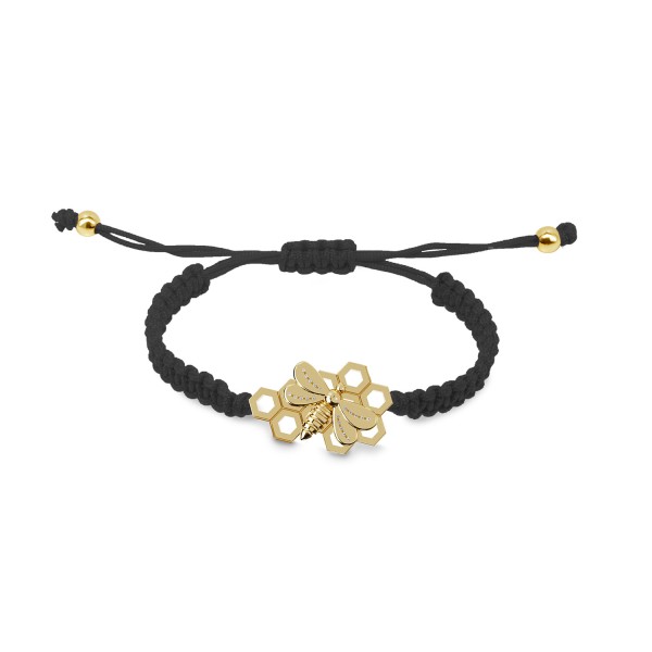 Honey Bee Woven Bracelet, 18K Yellow Gold