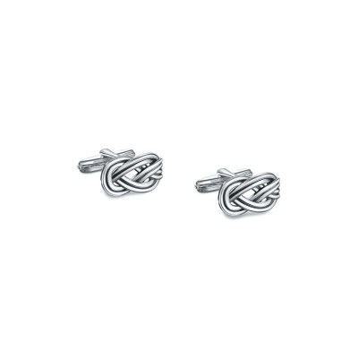 Knot of Hercules Cufflinks, Oxidized 925° Sterling Silver, Men's