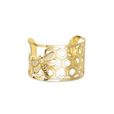 Honey Bee Cuff Bracelet, Yellow Gold Plated 925° Sterling Silver