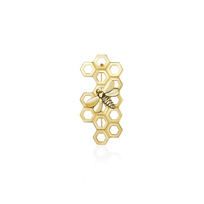 Honey Bee Brooch, 18K Yellow Gold, Large