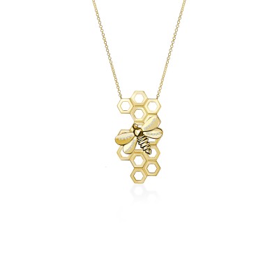 Honey Bee Necklace, Yellow Gold Plated 925° Sterling Silver, Small