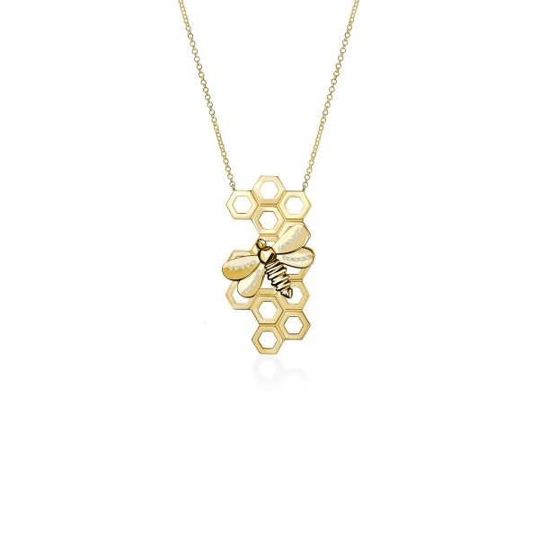 Honey Bee Necklace, Yellow Gold Plated 925° Sterling Silver, Small