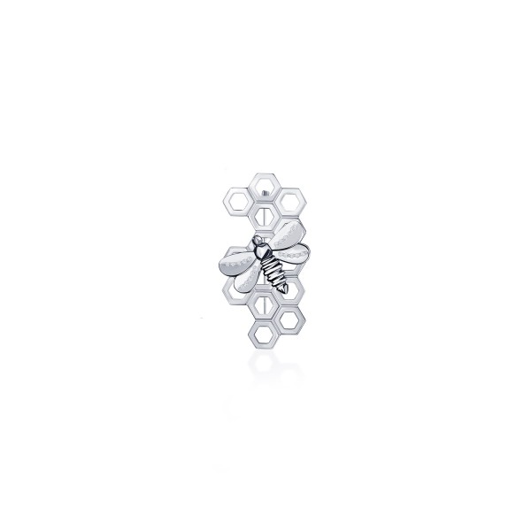 Honey Bee Brooch, 14K White Gold, Small