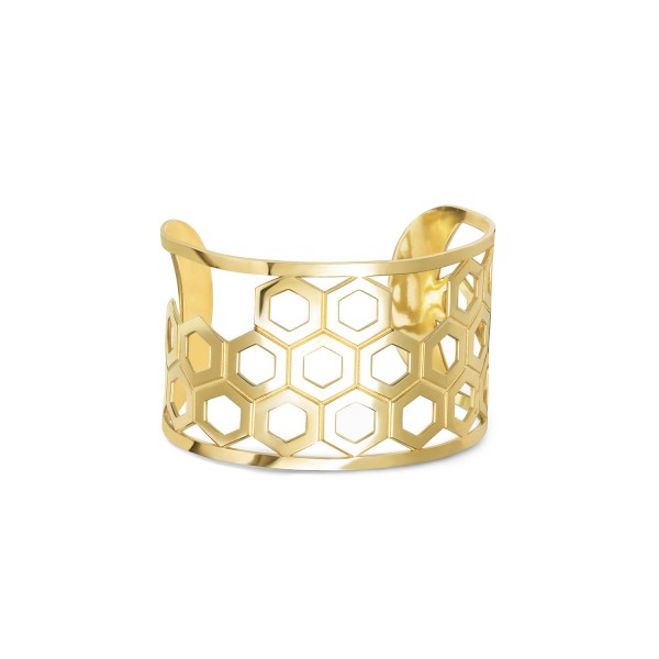 Honey Bee Cuff Bracelet, Yellow Gold Plated 925° Sterling Silver