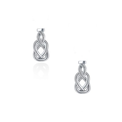 Knot of Hercules Drop Earrings, 14K White Gold, Oxidized Finish