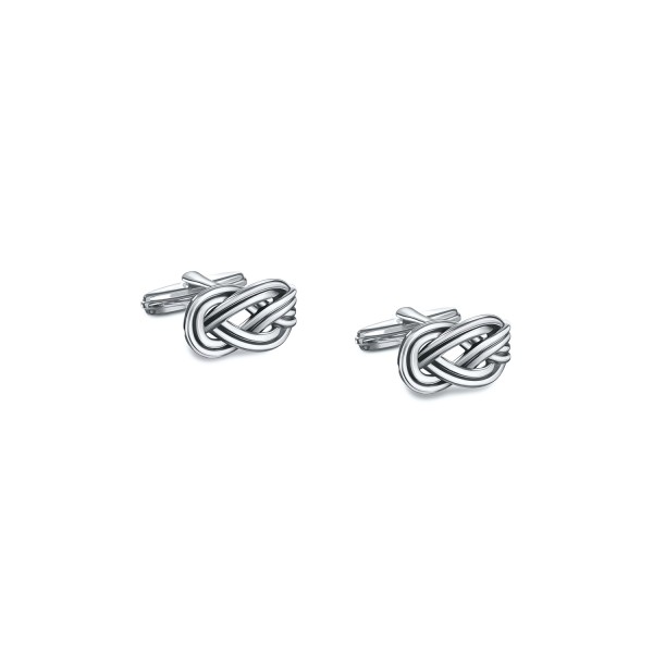 Knot of Hercules Cufflinks, 18K White Gold, Oxidized Finish, Men's