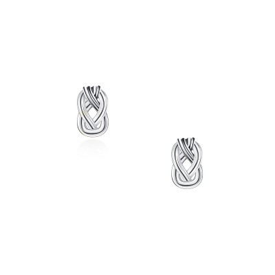 Knot of Hercules Stud Earrings, 18K White Gold, Oxidized Finish