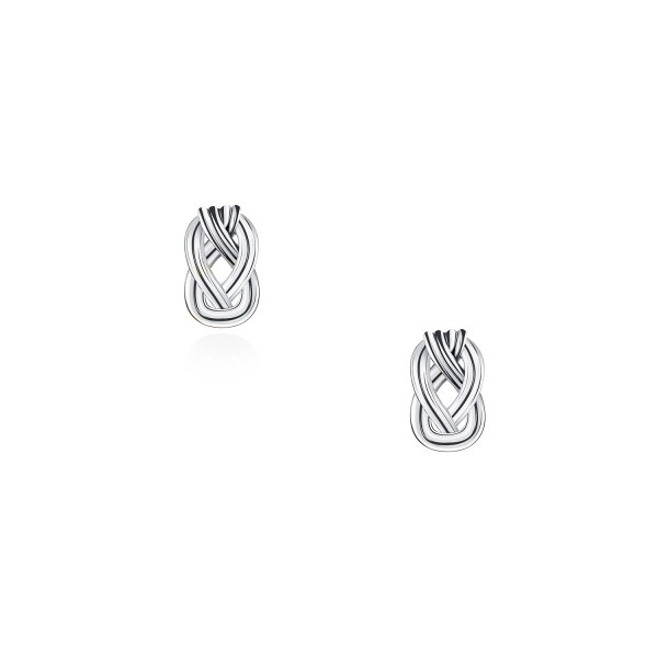 Knot of Hercules Stud Earrings, Oxidized 925° Sterling Silver 