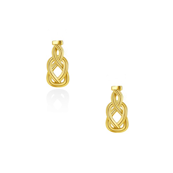 Knot of Hercules Drop Earrings, Yellow Gold Plated 925° Sterling Silver 