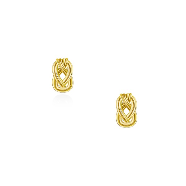 Knot of Hercules Stud Earrings, Yellow Gold Plated 925° Sterling Silver 