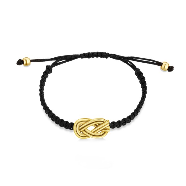 Knot of Hercules Woven Bracelet, Yellow Gold Plated 925° Sterling Silver