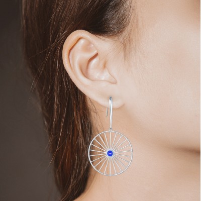 Wheel of Fortune Drop Earrings, 925° Sterling Silver 