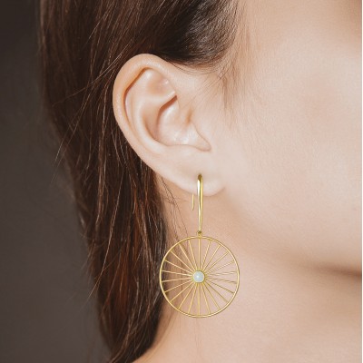 Wheel of Fortune Drop Earrings, 18K Yellow Gold 