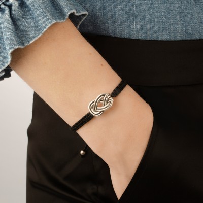 Knot of Hercules Woven Bracelet, Oxidized 925° Sterling Silver