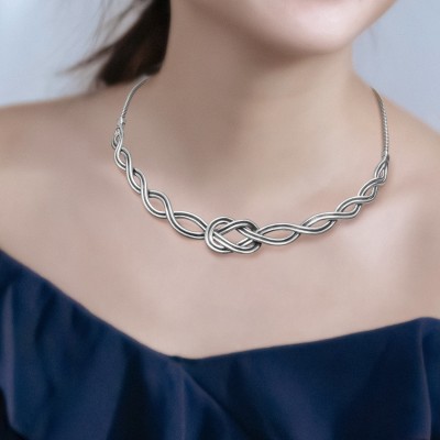 Knot of Hercules Necklace, Oxidized 925° Sterling Silver