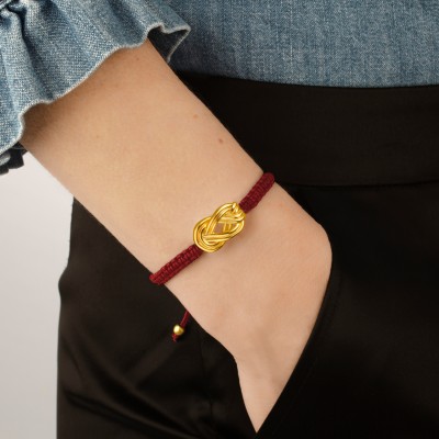 Knot of Hercules Woven Bracelet, 14K Yellow Gold 