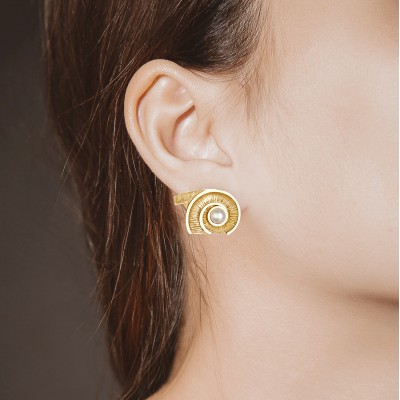 Spiral of Life Stud Earrings, 14K Yellow Gold