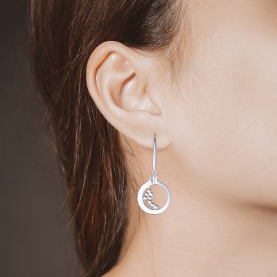 Pomegranate Drop Earrings, 14K White Gold 