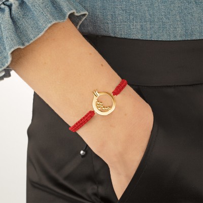 Pomegranate Woven Bracelet, 14K Yellow Gold