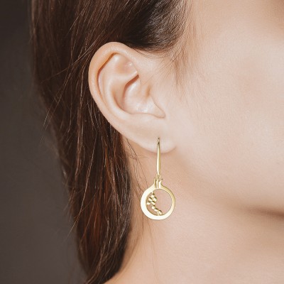 Pomegranate Drop Earrings, Yellow Gold Plated 925° Sterling Silver 