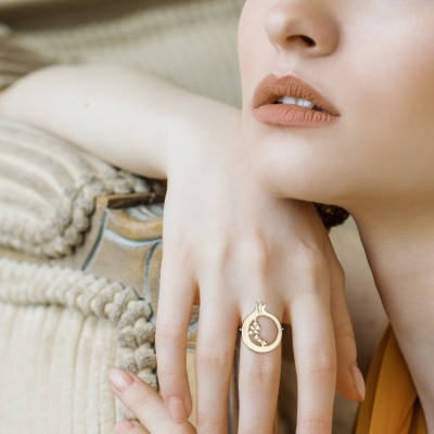 Pomegranate Ring, Yellow Gold Plated 925° Sterling Silver