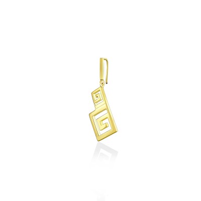 Meander Drop Earrings, 14K Yellow Gold