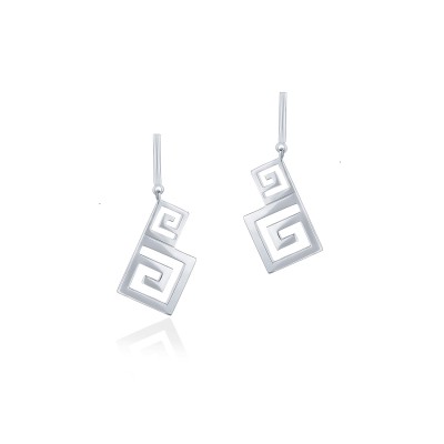 Meander Drop Earrings, 925° Sterling Silver 