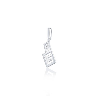 Meander Drop Earrings, 14K White Gold