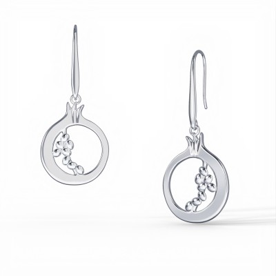 Pomegranate Drop Earrings, 18K White Gold 