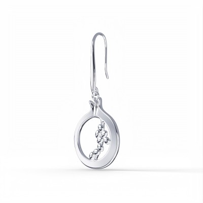 Pomegranate Drop Earrings, 18K White Gold 