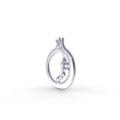 Pomegranate Pendant, 14K White Gold, Large