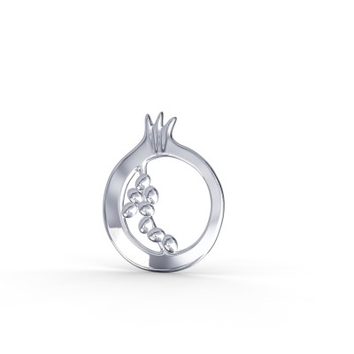 Pomegranate Pendant, 14K White Gold, Large