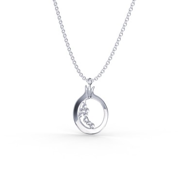 Pomegranate Pendant, 14K White Gold, Medium