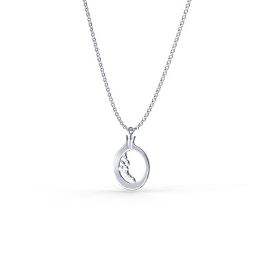 Pomegranate Pendant, 18K White Gold, Small