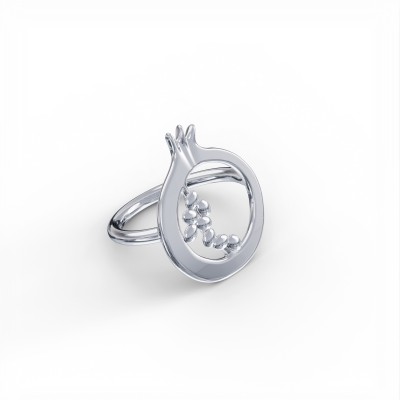 Pomegranate Ring, 14K White Gold