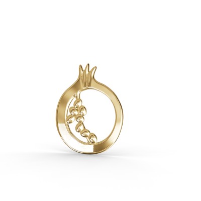 Pomegranate Pendant, Yellow Gold Plated 925° Sterling Silver, Large