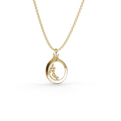 Pomegranate Pendant, Yellow Gold Plated 925° Sterling Silver, Medium