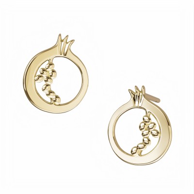 Pomegranate Stud Earrings, 18K Yellow Gold, Mini