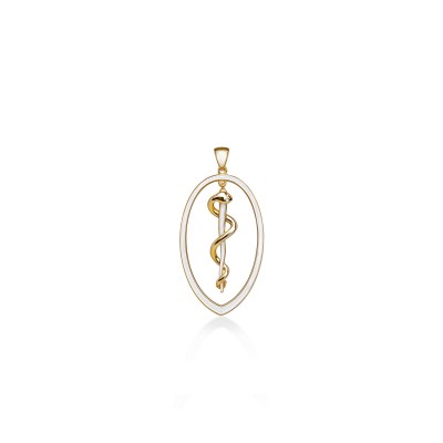 Rod of Asclepius Pendant, 14K Yellow Gold