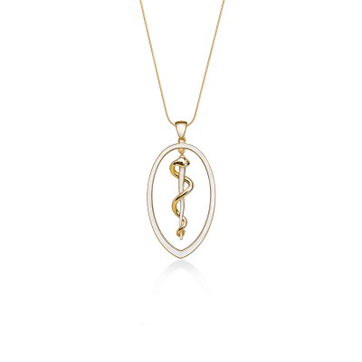 Rod of Asclepius Pendant, 18K Yellow Gold