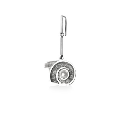 Spiral of Life Double Drop Earrings, 14K White Gold, Oxidized Finish