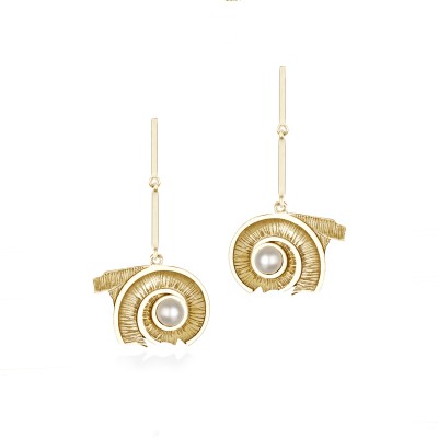 Spiral of Life Double Drop Earrings, 14K Yellow Gold 