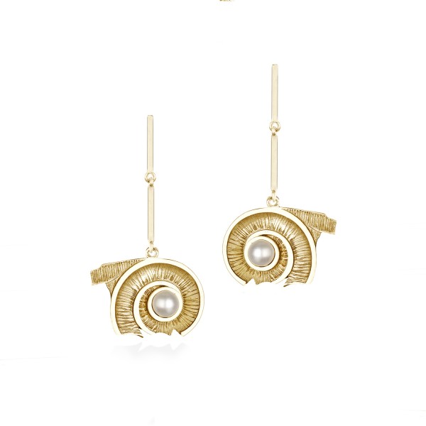 Spiral of Life Double Drop Earrings, 18K Yellow Gold 