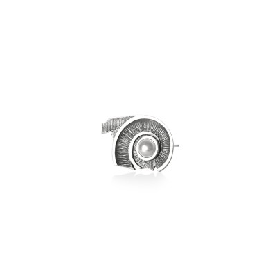 Spiral of Life Stud Earrings, 14K White Gold, Oxidized Finish