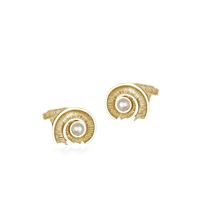 Spiral of Life Stud Earrings, 18K Yellow Gold