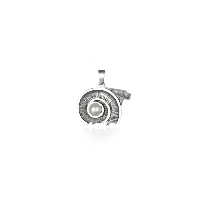 Spiral of Life Pendant, 18K White Gold, Oxidized Finish