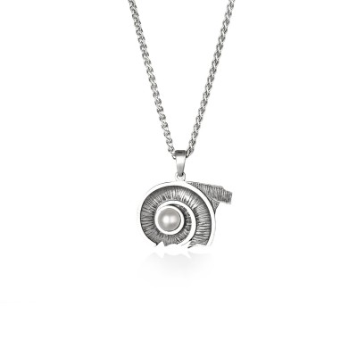 Spiral of Life Pendant, 18K White Gold, Oxidized Finish