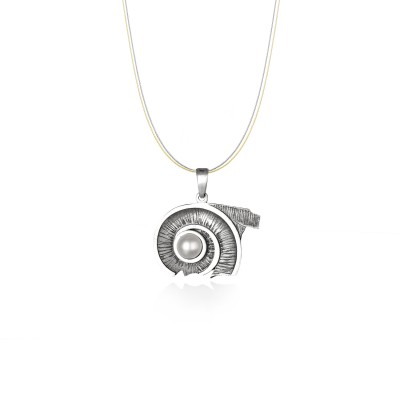 Spiral of Life Pendant, Oxidized 925° Sterling Silver 