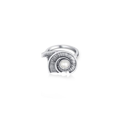 Spiral of Life Ring, 14K White Gold, Oxidized Finish