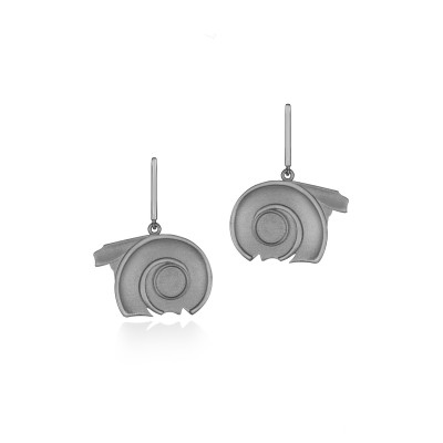 Spiral of Life Drop Earrings, Black Gold Plated 925° Sterling Silver, Sandblasted